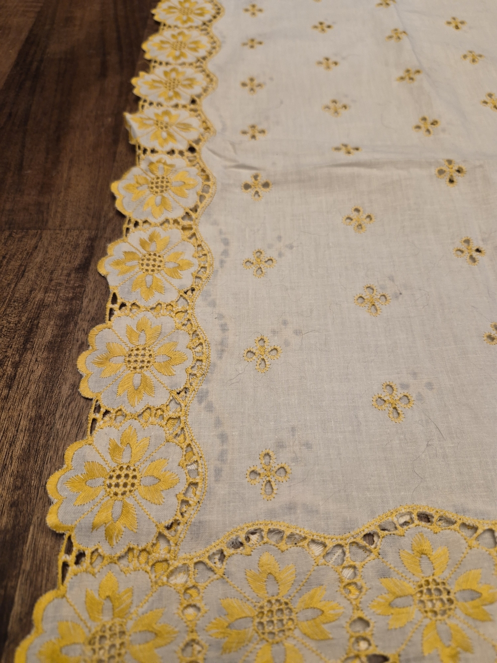 Yellow Embroidered Floral Table Runner - Elegant Home Dining Linen